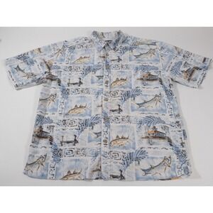 Reel Legends Men's Fish Print Button Performance Shirt Size XL